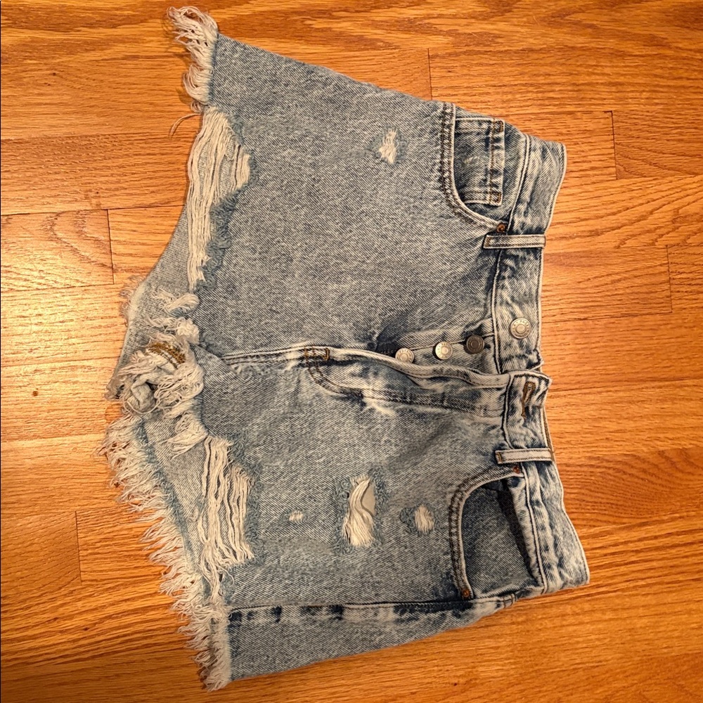 PACSUN Vintage High Rise Distressed Denim Shorts - size 28